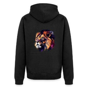 Lion - Unisex Premium Organic Zip Hoodie - black - Back - Nico (187cm)