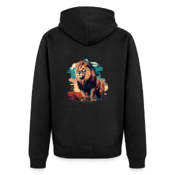 Lion - Veste à capuche bio Premium Unisexe - noir - Dos - Nico (187cm)