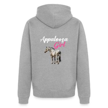 appaloosa equestrian horse - Unisex Premium Bio Zip Hoodie - Grau meliert - Hinten - Nico (187cm)