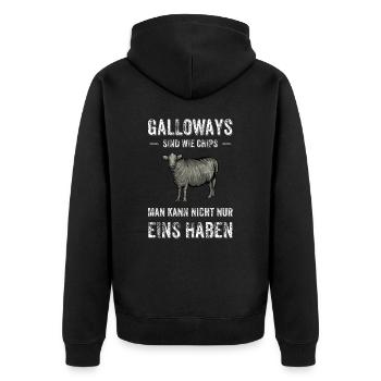 Galloway Rind I Schottland Rinderzucht für - Unisex Premium Bio Zip Hoodie - Schwarz - Hinten - Nico (187cm)