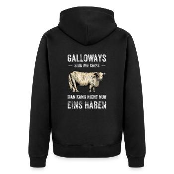 Galloway Rind I Schottland Rinderzucht für - Unisex Premium Bio Zip Hoodie - Schwarz - Hinten - Nico (187cm)