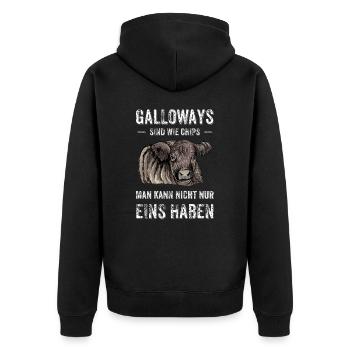 Galloway Rind I Schottland Rinderzucht für - Unisex Premium Bio Zip Hoodie - Schwarz - Hinten - Nico (187cm)