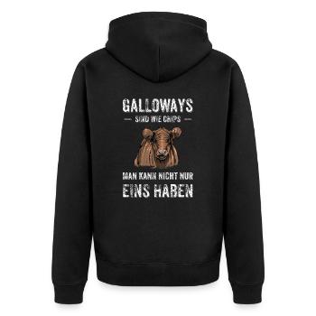 Galloway Rind I Schottland Rinderzucht für - Unisex Premium Bio Zip Hoodie - Schwarz - Hinten - Nico (187cm)