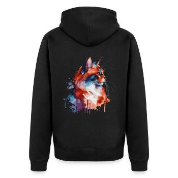 Aquarelle American Bobtail Cat Colorful Cat Lover - Veste à capuche bio Premium Unisexe - noir - Dos - Nico (187cm)
