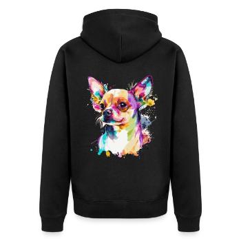 Aquarelle Chihuahua Mignon coloré Chien de compagnie - Veste à capuche bio Premium Unisexe - noir - Dos - Nico (187cm)