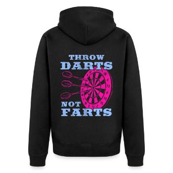 Darts Sport Verein, Dartscheibe, Pfeil Sport Dart - Unisex Premium Bio Zip Hoodie - Schwarz - Hinten - Nico (187cm)