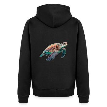Turtle - Turtle - Diving - Sea - Unisex Premium Organic Zip Hoodie - black - Back - Nico (187cm)