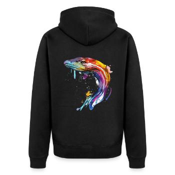 Aquarelle Anguille colorée Pêche en eau douce Plein air - Veste à capuche bio Premium Unisexe - noir - Dos - Nico (187cm)
