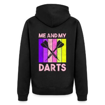 Darts Sport Verein, Dartscheibe, Pfeil Sport Dart - Unisex Premium Bio Zip Hoodie - Schwarz - Hinten - Nico (187cm)