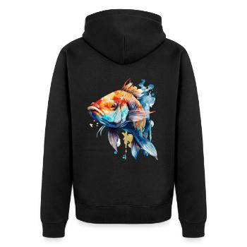 Aquarelle Koi Carpe Coloré Étang Pêche Poisson - Veste à capuche bio Premium Unisexe - noir - Dos - Nico (187cm)