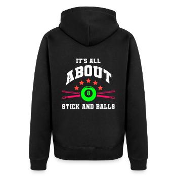Darts Sport Verein, Dartscheibe, Pfeil Sport Dart - Unisex Premium Bio Zip Hoodie - Schwarz - Hinten - Nico (187cm)