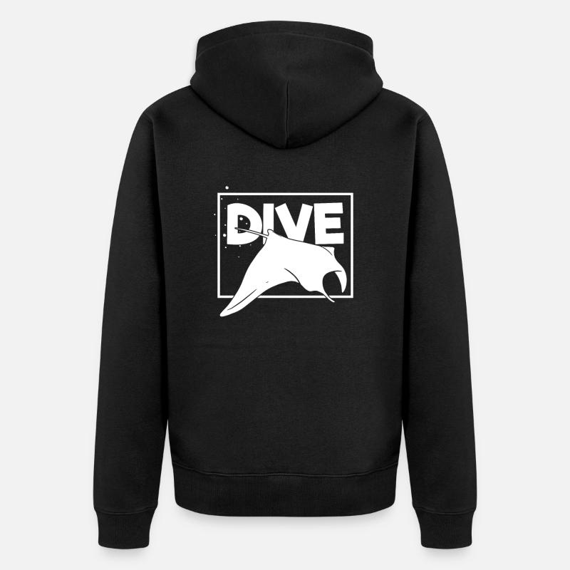 Dive with Manta Rays - Diving - Unisex Premium Organic Zip Hoodie - black