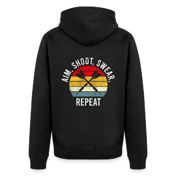 Darts Sport Verein, Dartscheibe, Pfeil Sport Dart - Unisex Premium Bio Zip Hoodie - Schwarz - Hinten - Nico (187cm)