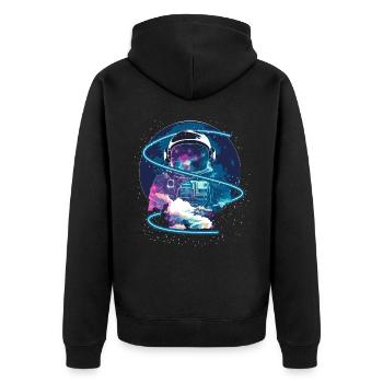 Galaxy Astronaut Full Moon Astronomy Space Science - Unisex Premium Bio Zip Hoodie - Schwarz - Hinten - Nico (187cm)