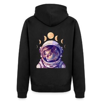 Moon Phase Astronaut Girl Astronomy Astrology - Unisex Premium Organic Zip Hoodie - black - Back - Nico (187cm)