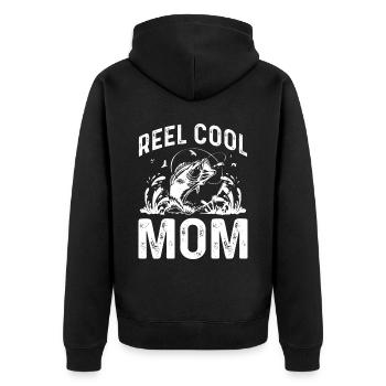 Roll Cool Mom - Unisex Premium Organic Zip Hoodie - black - Back - Nico (187cm)