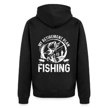 My retirement plan is fishing - Unisex Premium Organic Zip Hoodie - black - Back - Nico (187cm)