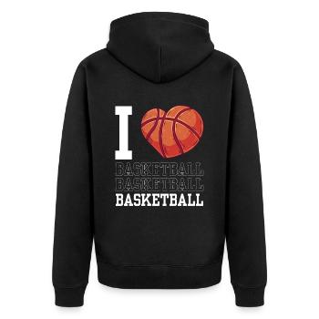 Ich Liebe Basketball Team Basketballspieler - Unisex Premium Bio Zip Hoodie - Schwarz - Hinten - Nico (187cm)