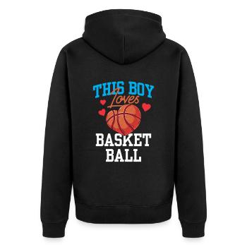 Ce garçon aime le basketteur - Veste à capuche bio Premium Unisexe - noir - Dos - Nico (187cm)