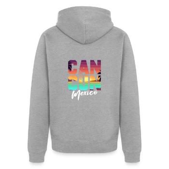 Mexique Cancun Mexicain Cadeau mexicain - Veste à capuche bio Premium Unisexe - gris chiné - Dos - Nico (187cm)