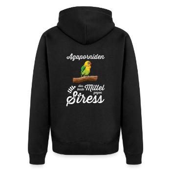 Agaporniden I Unzertrennliche Motiv für Vogel - Unisex Premium Bio Zip Hoodie - Schwarz - Hinten - Nico (187cm)