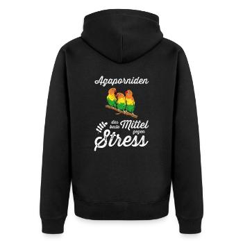 Agaporniden I Unzertrennliche Motiv für Vogel - Unisex Premium Bio Zip Hoodie - Schwarz - Hinten - Nico (187cm)