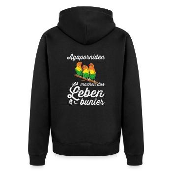 Agaporniden I Unzertrennliche Motiv für Vogel - Unisex Premium Bio Zip Hoodie - Schwarz - Hinten - Nico (187cm)