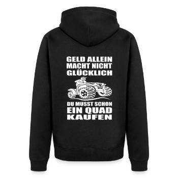 Quad - Unisex Premium Bio Zip Hoodie - Schwarz - Hinten - Nico (187cm)