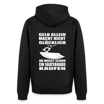Skateboard - Unisex Premium Bio Zip Hoodie - Schwarz - Hinten - Nico (187cm)
