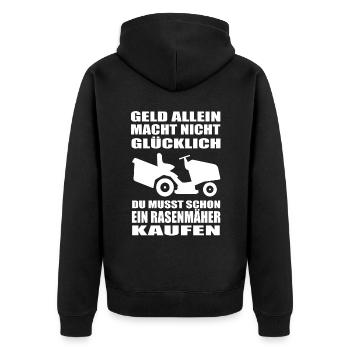 Rasenmäher - Unisex Premium Bio Zip Hoodie - Schwarz - Hinten - Nico (187cm)
