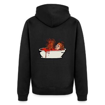 Taufe Badewanne Spaghetti - Atheist Atheismus - Unisex Premium Bio Zip Hoodie - Schwarz - Hinten - Nico (187cm)