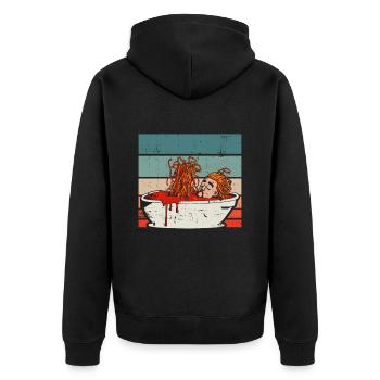 Taufe Badewanne Spaghetti - Atheist Atheismus - Unisex Premium Bio Zip Hoodie - Schwarz - Hinten - Nico (187cm)