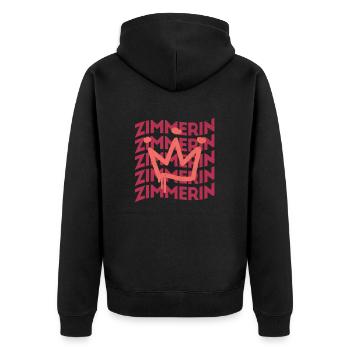 Zimmerer Berufsbezeichnung Zimmerin - Unisex Premium Bio Zip Hoodie - Schwarz - Hinten - Nico (187cm)