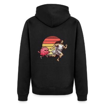 Jesus wird von Gehirn gejagt - Atheist Atheismus - Unisex Premium Bio Zip Hoodie - Schwarz - Hinten - Nico (187cm)