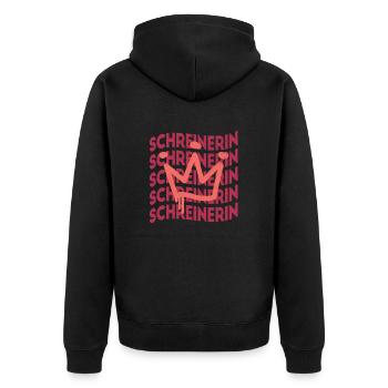 Schreiner Berufsbezeichnung Schreinerin - Unisex Premium Bio Zip Hoodie - Schwarz - Hinten - Nico (187cm)