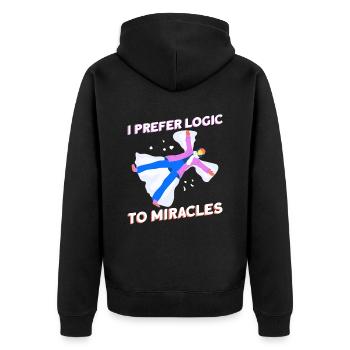 I prefer logic to miracles - Atheist - Unisex Premium Organic Zip Hoodie - black - Back - Nico (187cm)