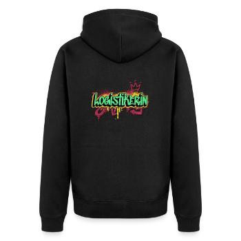 Logistik Graffiti-Art Logistikerin - Unisex Premium Bio Zip Hoodie - Schwarz - Hinten - Nico (187cm)