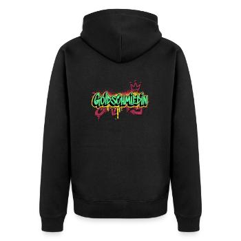 Juwelier Graffiti-Art Goldschmiedin - Unisex Premium Bio Zip Hoodie - Schwarz - Hinten - Nico (187cm)