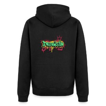Apotheker Graffiti-Art Drogistin - Unisex Premium Bio Zip Hoodie - Schwarz - Hinten - Nico (187cm)