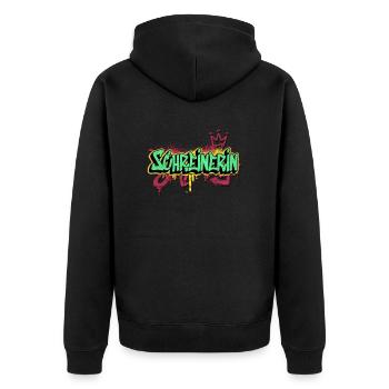 Schreiner Graffiti-Art Schreinerin - Unisex Premium Bio Zip Hoodie - Schwarz - Hinten - Nico (187cm)