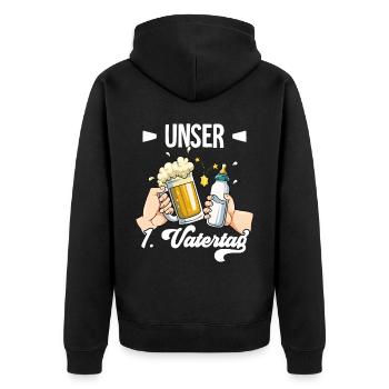 Erster Vatertag - Unisex Premium Bio Zip Hoodie - Schwarz - Hinten - Nico (187cm)