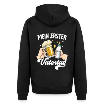 Erster Vatertag - Unisex Premium Bio Zip Hoodie - Schwarz - Hinten - Nico (187cm)