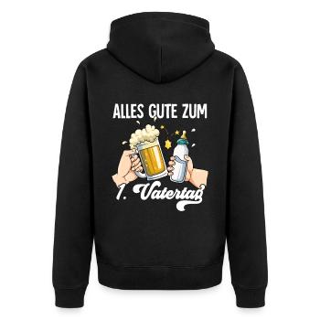 Erster Vatertag - Unisex Premium Bio Zip Hoodie - Schwarz - Hinten - Nico (187cm)