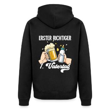 Erster Vatertag - Unisex Premium Bio Zip Hoodie - Schwarz - Hinten - Nico (187cm)