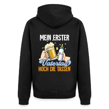 Erster Vatertag - Unisex Premium Bio Zip Hoodie - Schwarz - Hinten - Nico (187cm)