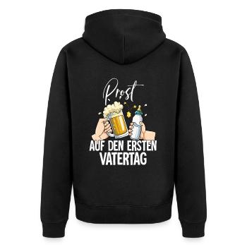 Erster Vatertag - Unisex Premium Bio Zip Hoodie - Schwarz - Hinten - Nico (187cm)