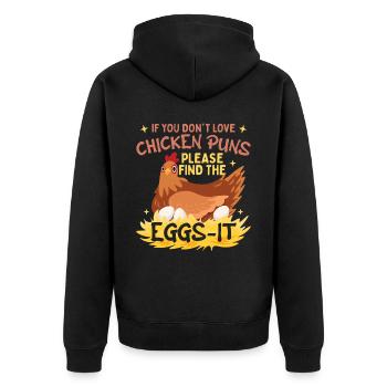 Hühner-Wortspiele - Unisex Premium Bio Zip Hoodie - Schwarz - Hinten - Nico (187cm)