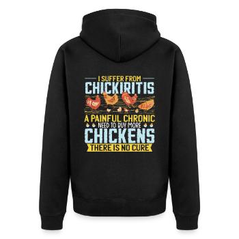 Huhn Lustige Gartenarbeit - Unisex Premium Bio Zip Hoodie - Schwarz - Hinten - Nico (187cm)