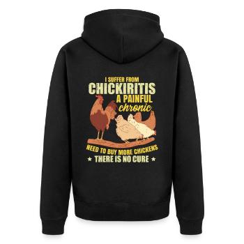 Lustige Hühner-Witz-Hühner-Bauern-Geschenk - Unisex Premium Bio Zip Hoodie - Schwarz - Hinten - Nico (187cm)