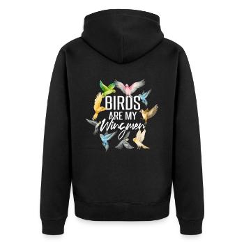 Vögel Lustige Vogelbeobachtung Humor - Unisex Premium Bio Zip Hoodie - Schwarz - Hinten - Nico (187cm)